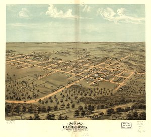 Widok Kalifornii z lotu ptaka, Moniteau Co., Missouri 1869. LOC 73693471 autorstwa A. Ruger