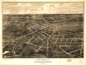 Widok z lotu ptaka na miasto Battle Creek, Calhoun Co., Mich. LOC 73693422 autorstwa A. Ruger