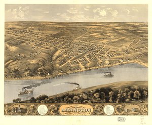 Widok z lotu ptaka na miasto Lexington, Lafayette Co., Missouri, 1869. LOC 73693481
