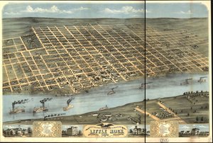 Widok z lotu ptaka na miasto Little Rock, stolicę Arkansas 1871.