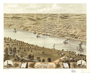 Widok miasta Washington z lotu ptaka, hrabstwo Franklin, Missouri, 1869 r. LOC 73693493