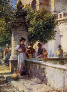 Kordowa, Fontanna na Dziedzińcu Pomarańczy (kolor lito) autorstwa A. Trevor Haddon