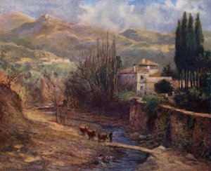 Granada, Willa nad Darro (kolor lito) autorstwa A. Trevor Haddon
