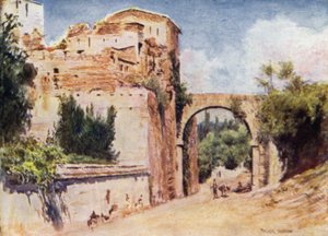 Alhambra, wieża i akwedukt (kolor lito) autorstwa A. Trevor Haddon