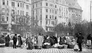 Wielki targ kwiatów, Budapeszt, Węgry, 1922.
