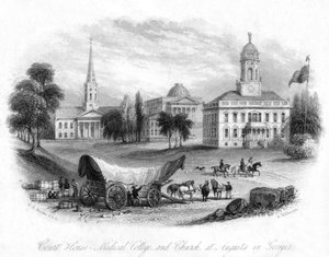 The Court House, Medical College and Church, Augusta, Georgia, USA, XIX wiek.