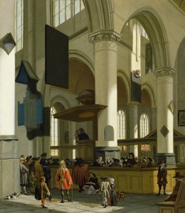 Wnętrze Oude Kerk, Delft, z kaznodzieją autorstwa A. and Streeck, H. van Storck