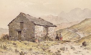 Chata w Ghorphwysfa, Północna Walia (chromolitho) autorstwa Aaron Edwin Penley