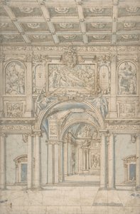 Studium Wnętrza Santa Maria Maggiore w Rzymie, 1621-46. autorstwa Abbate Paolo de Angelis