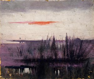 The Sky Simulated by White Flamingoes studium do książki..., w Królestwie Zwierząt, ca. 1905-1909. autorstwa Abbott Handerson Thayer