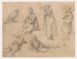 Jeden siedzący i dwóch stojących chłopców autorstwa Abraham Bloemaert