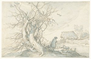 Pasterz z owcami przy martwym drzewie! autorstwa Abraham Bloemaert