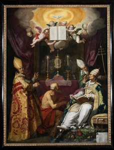 "Czterej Ojcowie Kościoła" Reprezentacja św. Ambrożego z Mediolanu, św. Augustyna z Hippony, św. Grzegorza Wielkiego i św. Hieronima - Obraz Abrahama Bloemaerta (1566-1651) autorstwa Abraham Bloemaert