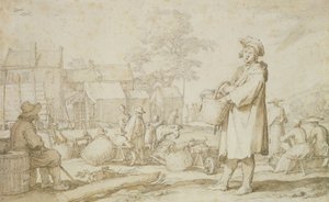 Scena targowa (pióro i atrament na papierze) autorstwa Abraham Bloemaert