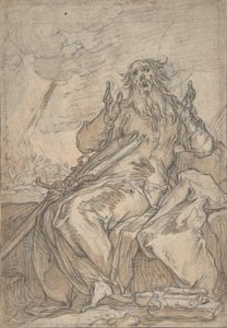 Święty Paweł siedzący, ze swoim nawróceniem w tle, koniec XVI-połowa XVII wieku. autorstwa Abraham Bloemaert