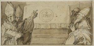 Czterej łacińscy Ojcowie Kościoła przed ołtarzem autorstwa Abraham Bloemaert