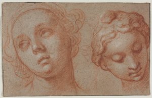 Dwie głowy kobiet, pierwsza połowa XVII wieku. autorstwa Abraham Bloemaert