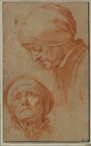 Dwa studia głowy starej kobiety autorstwa Abraham Bloemaert