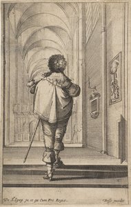 Dżentelmen widziany od tyłu wchodzącego do kościoła, ca. 1629. autorstwa Abraham Bosse