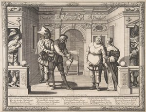 Aktorzy w Hotel de Bourgogne, ca. 1633-34. autorstwa Abraham Bosse