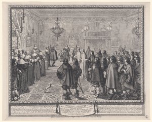 Ceremonia podczas zawierania kontraktu małżeńskiego autorstwa Abraham Bosse