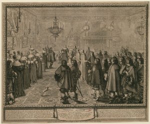 Ceremonia przy kontrakcie małżeńskim zawartym w Fontainebleau w obecności Ich Królewskich Mości między Władysławem IV, królem Polski i Szwecji [...] autorstwa Abraham Bosse