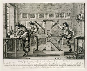 Francuska prasa drukarska, 1642 autorstwa Abraham Bosse
