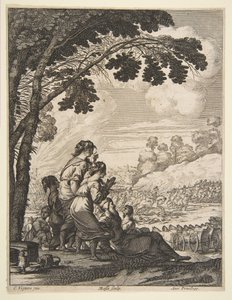 Ilustracja z LAriane autorstwa Desmarets de Saint-Sorlin, Palamede on Horseback Confronts..., 1639. autorstwa Abraham Bosse