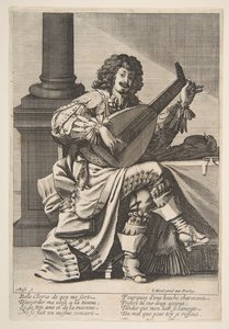 Człowiek śpiewający i grający na lutni, połowa do końca XVII wieku. autorstwa Abraham Bosse