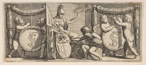 Minerwa i herb François Sublet de Noyers Namalowany przez geniusza..., połowa do końca XVII wieku. autorstwa Abraham Bosse