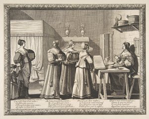 Prezenty ofiarowane pannie młodej Prezenty ofiarowane pannie młodej ok. godz. 1633. autorstwa Abraham Bosse
