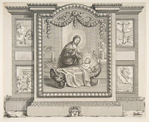 Narodzenia Pańskiego ze scenami Zwiastowania, Adoracji pasterzy, Krucy..., 1620-76. autorstwa Abraham Bosse