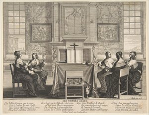 Rozmowa Mądrych Dziewic, ca. 1635. autorstwa Abraham Bosse