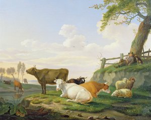 Krowy i Pasterz autorstwa Abraham Bruiningh van Worrell
