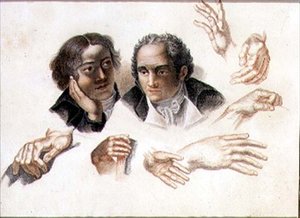 Studia głów i rąk dwóch dżentelmenów autorstwa Abraham Constantin