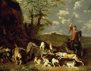 Polowanie na niedźwiedzie, 1655 autorstwa Abraham Danielsz. Hondius