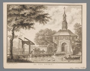 Widok na Zijlpoort w Leiden Brama Żyla (tytuł na obiekcie) autorstwa Abraham Delfos