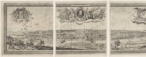 Gezicht op Brussel, standinge uit drie delen Bruksela, najszlachetniejsze miasto Brabancji w 1640 r autorstwa Abraham Dircksz. Santvoort