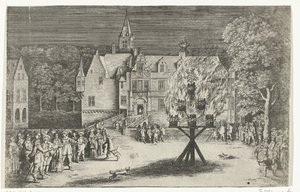 Ognisko przy wizycie księżnej Marii Henrietty z księciem Willemem III w Bredzie, 1653 autorstwa Abraham Dircksz. Santvoort