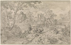 Arkadyjski krajobraz z pastuchem autorstwa Abraham Genoels