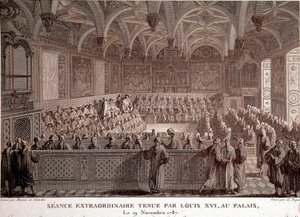 Pierwsza Rewolucja Francuska: Nadzwyczajna sesja Ludwika XVI (1754-1793) w Pałacu Wersalskim, 19 listopada autorstwa Abraham Girardet