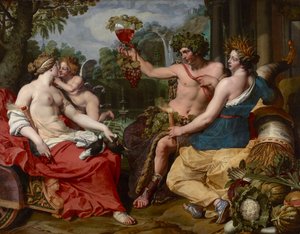 Ceres, Bachus i Wenus, autorstwa Janssensa, Abrahama (ok. 1573-1632). olej na płótnie