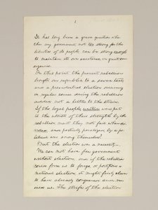 Autograf rękopisu przemówienia Lincolna o zwycięstwie w wyborach jako prezydenta, wygłoszony w Waszyngtonie, z okna Białego Domu wieczorem 10 listopada