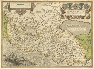 1584 mapa - Terra Sancta, a Petro Laicstain perlustrata, et ab eius ore et schedis a Christiano Schrot in tabulam redacta autorstwa Abraham Ortelius