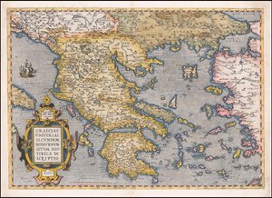 Mapa Grecji i Morza Egejskiego z 1584 r. autorstwa Abrahama Orteliusa autorstwa Abraham Ortelius