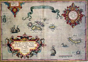Stara mapa Azorów autorstwa Abraham Ortelius