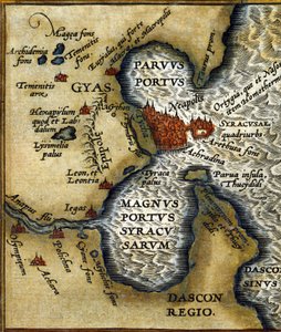 Dawny port Syrakuzy (Sycylia) - w „Atlasie” autorstwa Abrahma Orteliusa autorstwa Abraham Ortelius
