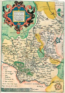 Wschodnia Francja: episkopat Monasteriensis i Osnaburgensis Opis Mapa geograficzna Frankonii w Niemczech z „Theatrum of the World” Abrahama Orteliusa (Oertel, Ortell lub Ortel autorstwa Abraham Ortelius