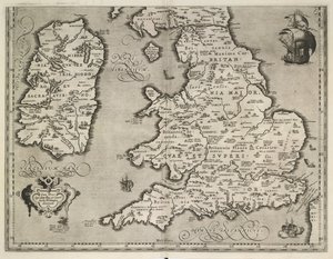 Mapa Anglii, Walii i Irlandii, Theatrvm Orbis Terrarvm Autor: Abraham Ortelius autorstwa Abraham Ortelius