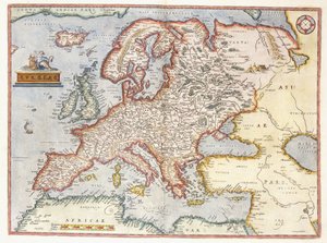 Mapa Europy, 1587 autorstwa Abraham Ortelius